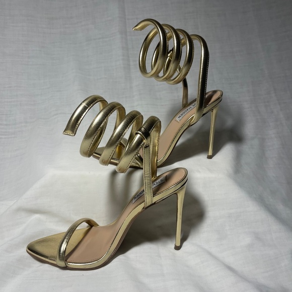Steve Madden Shoes - Steve Madden Women's Bali Heeled Sandal, Gold. Wrap around ankle strap. Size 6